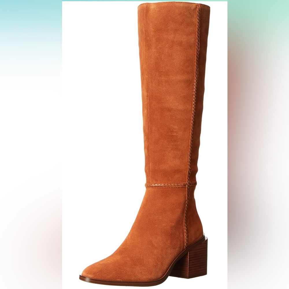 Vince Camuto Warm Caramel Wide Calf Suede Over the Knee Boots